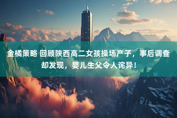 金橘策略 回顾陕西高二女孩操场产子，事后调查却发现，婴儿生父令人诧异！